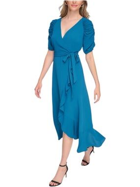 blue dress for baby girl Kia Smocked Bodice Poplin Midi Dress – Chic Streets main image 1